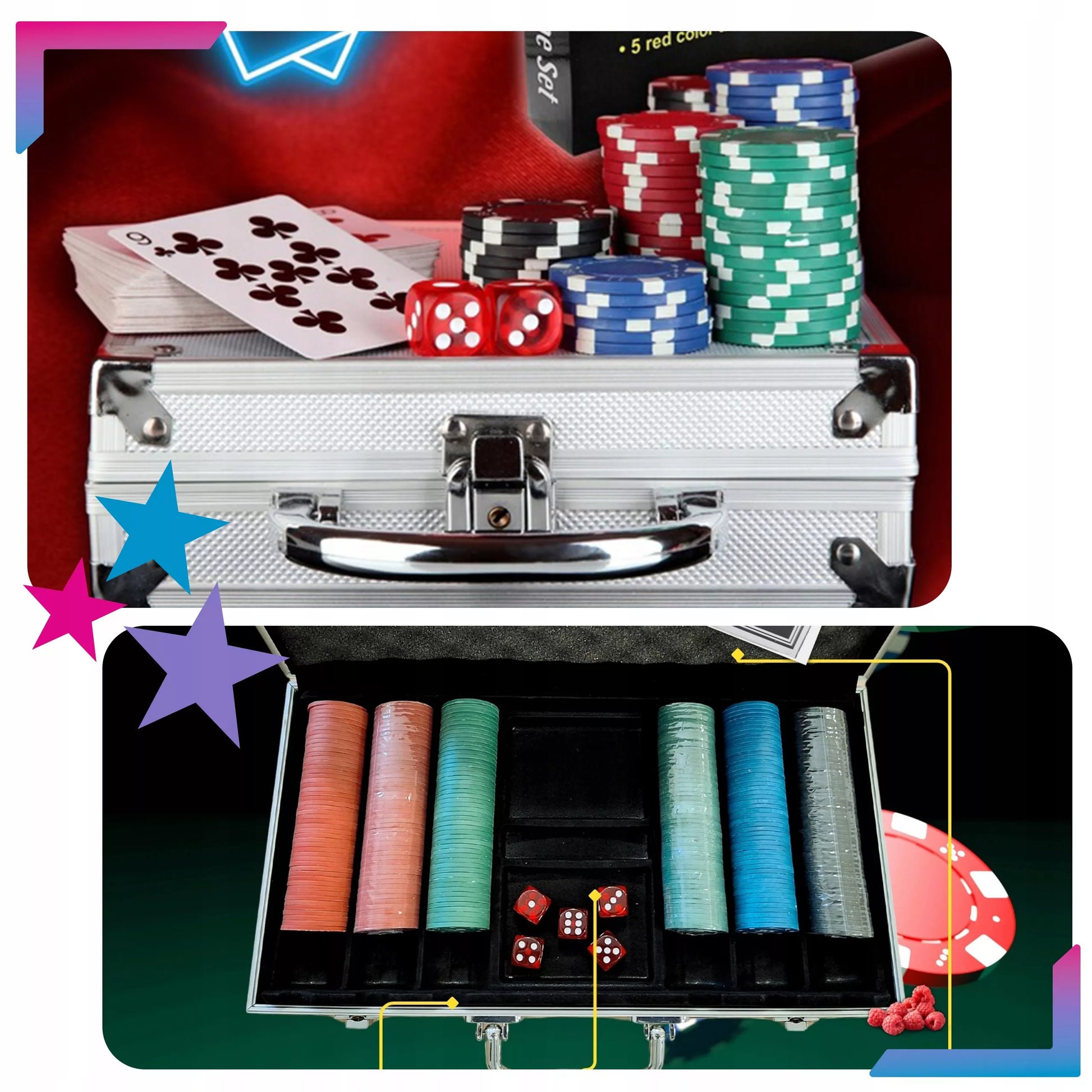 Pokerio rinkinys 300 žetonų lagamine
