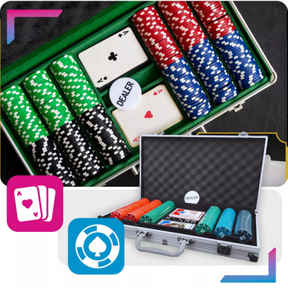 Pokerio rinkinys 300 žetonų lagamine