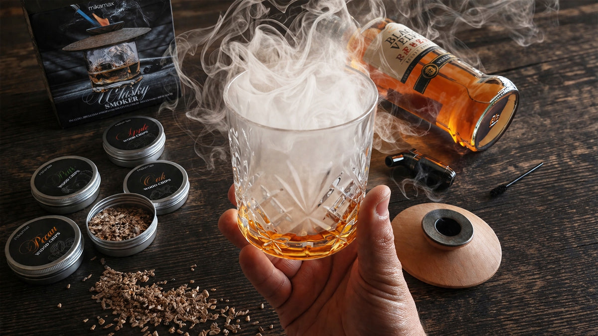 ZESTAW DO WĘDZENIA WHISKY SMOKER + DREWIENKA - PREZENT DLA CHŁOPAKA FACETA