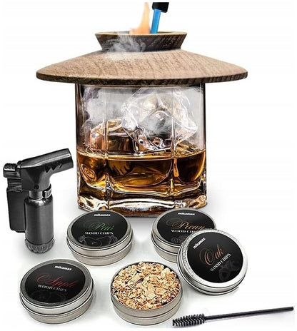 RŪKYMO RINKINYS WHISKY SMOKER + MEDIENOS DROŽLĖS - DOVANA VAIKINUI, VYrui