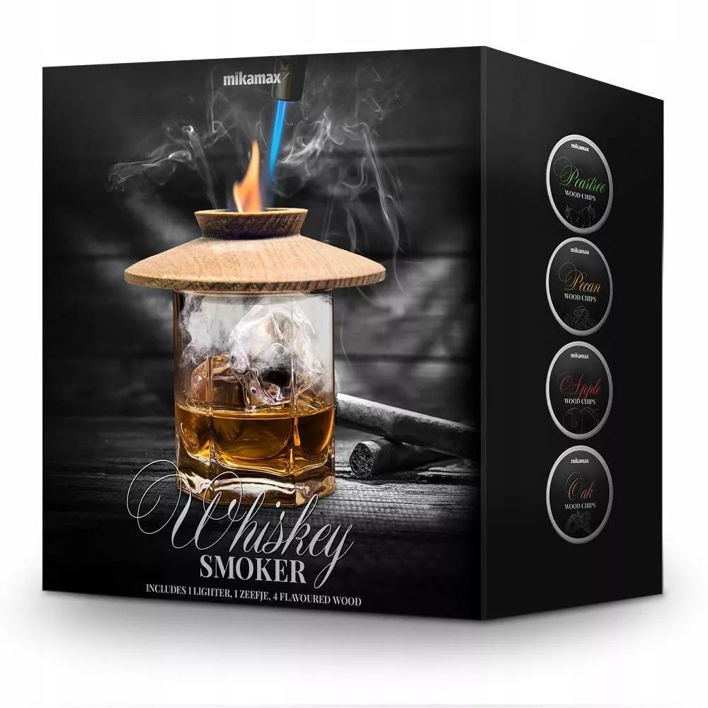 Rūkymo rinkinys „Whisky Smoker“ su medienos drožlėmis (dovana vyrui)