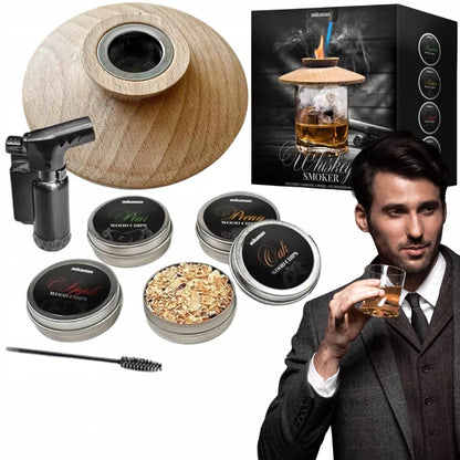 RŪKYMO RINKINYS WHISKY SMOKER + MEDIENOS DROŽLĖS - DOVANA VAIKINUI, VYrui