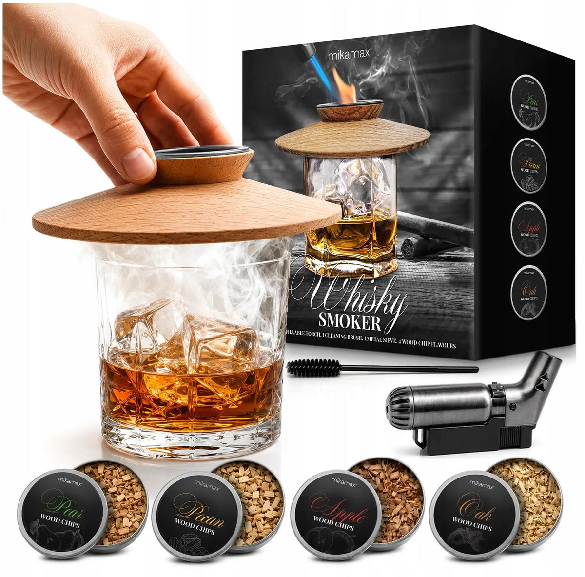 ZESTAW DO WĘDZENIA WHISKY SMOKER + DREWIENKA - PREZENT DLA CHŁOPAKA FACETA