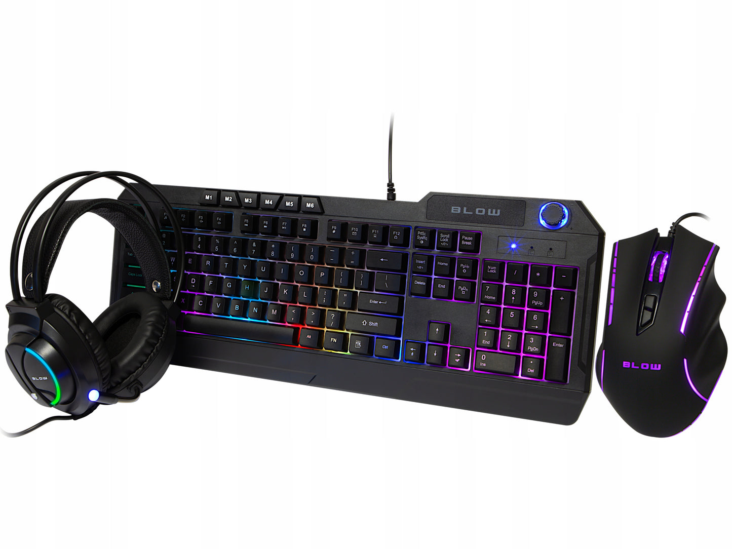 Žaidimų rinkinys žaidėjams: Klaviatūra, pelė, ausinės RGB LED 4-in-1