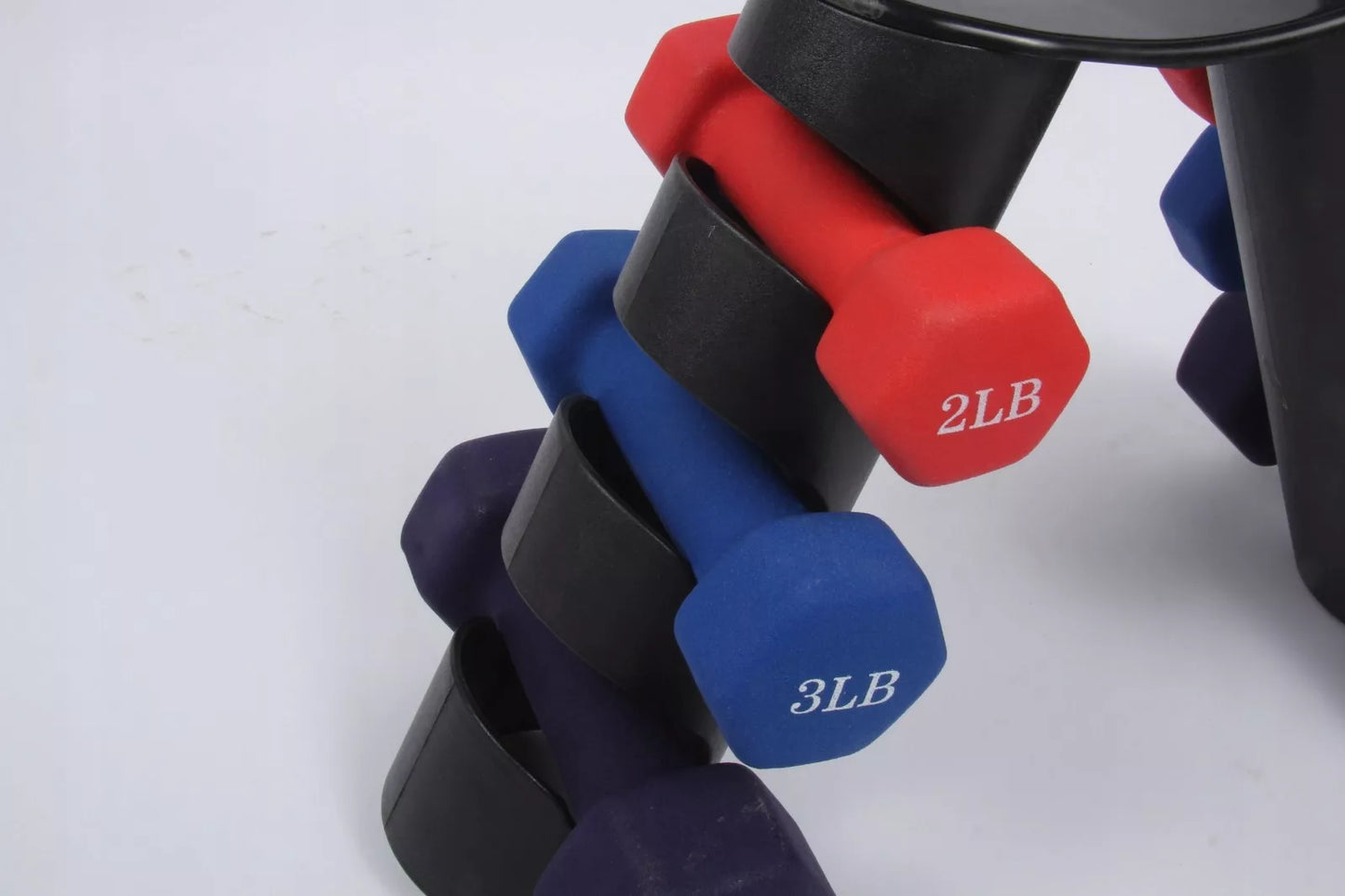 Pratimų hantelių rinkinys, hanteliai, svoriukai fitnesui su stovu 9 kg