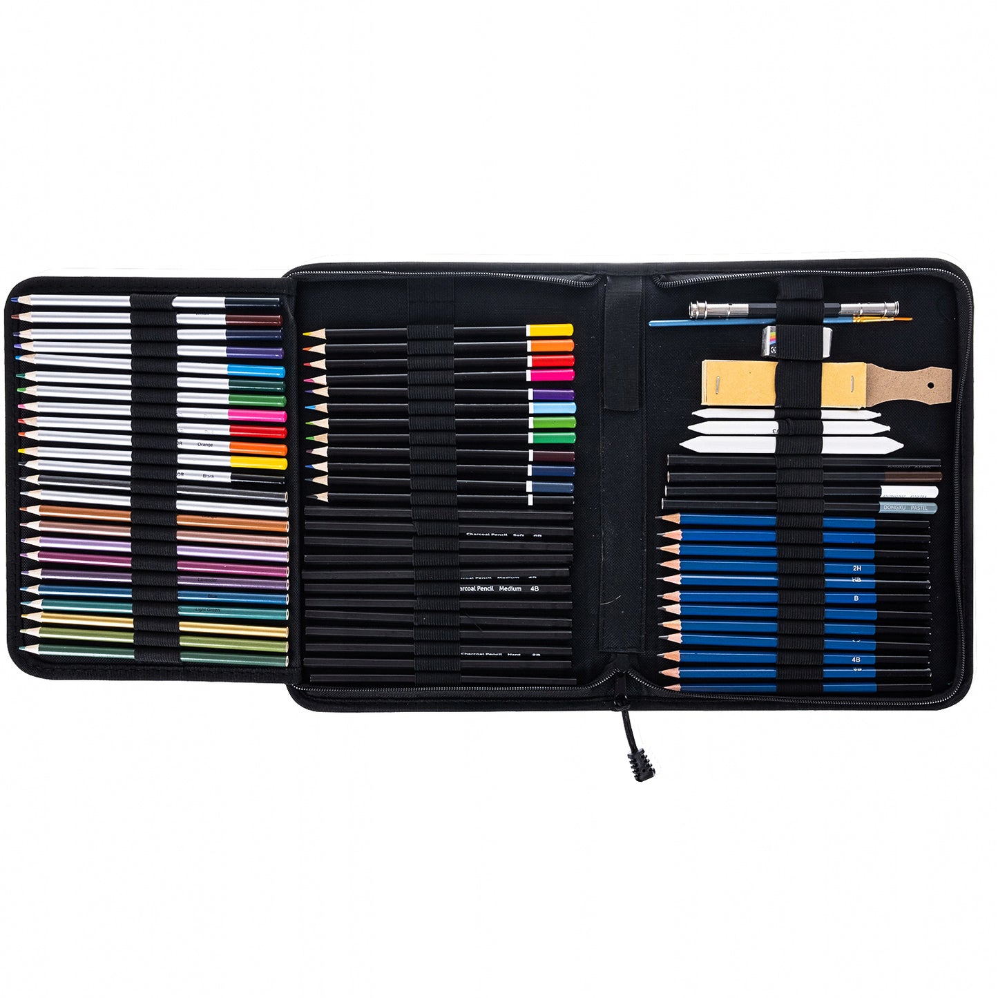 74 PIEŠTUKŲ IR KREDELIŲ RINKINYS ESKIZAVIMUI IR PIEŠIMUI, PROFESIONALUS ESKIZŲ KNYGŲ RINKINYS