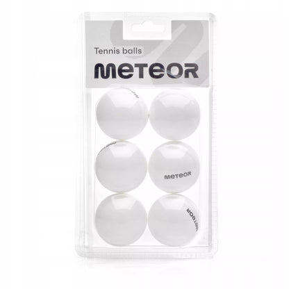 Stalo teniso kamuoliukų rinkinys METEOR, 6 vnt., balti