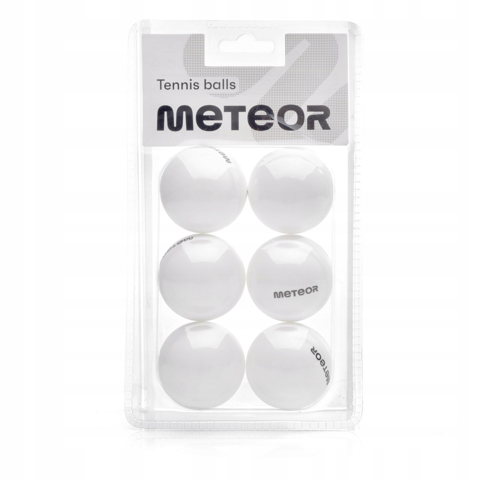 Stalo teniso kamuoliukų rinkinys METEOR, 6 vnt., balti