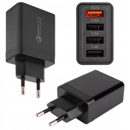 ĮKROVIKLIO RINKINYS 20W KIŠTUKAS QUICK CHARGE TINKLINIS 4x USB-A