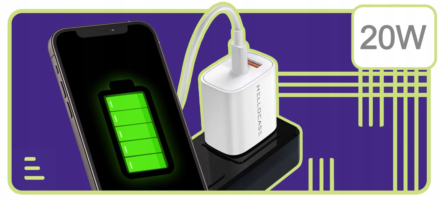 Rinkinys | Greitas sieninis USB TYPE-C įkroviklis + TYPE C laidas | PD20W 3000mA