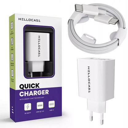 Rinkinys | Greitas sieninis USB TYPE-C įkroviklis + TYPE C laidas | PD20W 3000mA