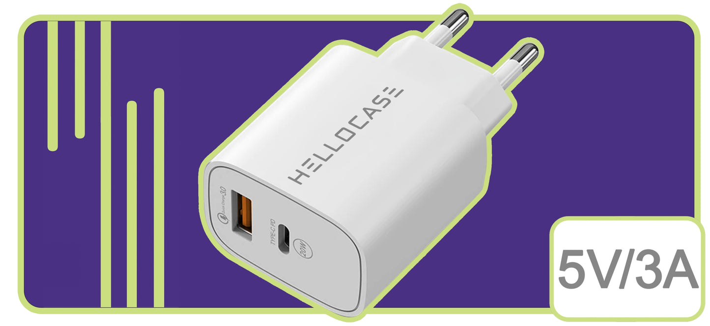 Rinkinys | Greitas sieninis USB TYPE-C įkroviklis + TYPE C laidas | PD20W 3000mA