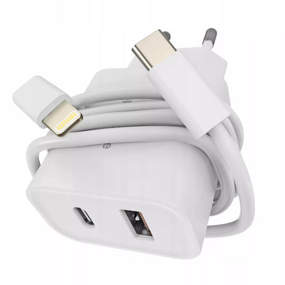 USB-C sieninis kroviklis 20W + Lightning kabelis iPhone