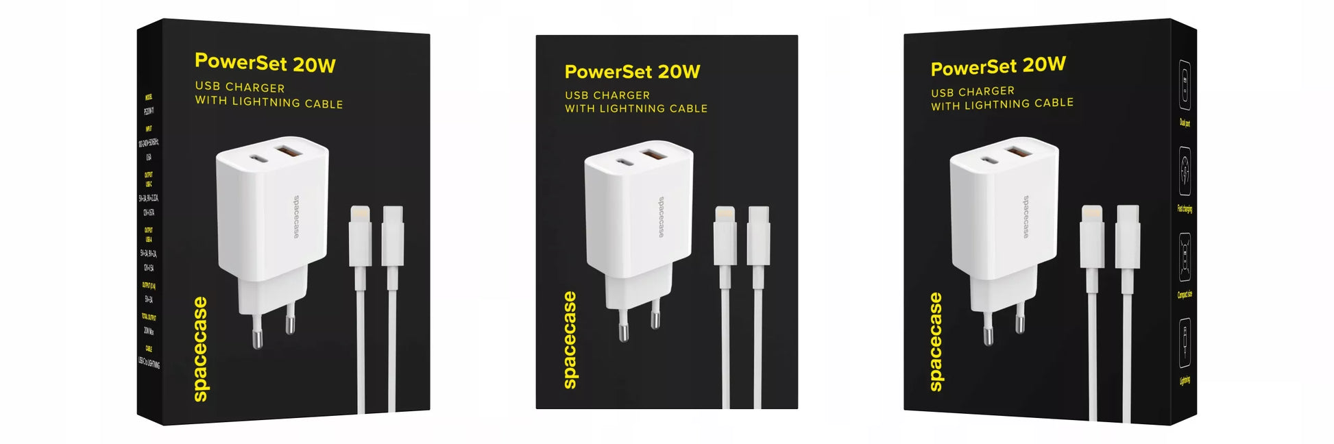 USB-C sieninis kroviklis 20W + Lightning kabelis iPhone