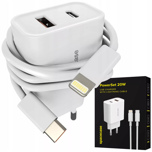 USB-C sieninis kroviklis 20W + Lightning kabelis iPhone
