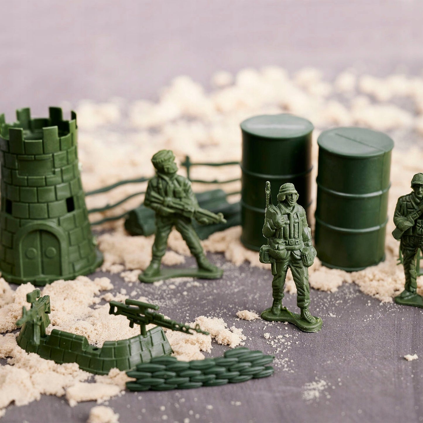 Plastikiniai kareivėliai Rinkinys 307 Elementai Figūrėlės Karinė Bazė Armija