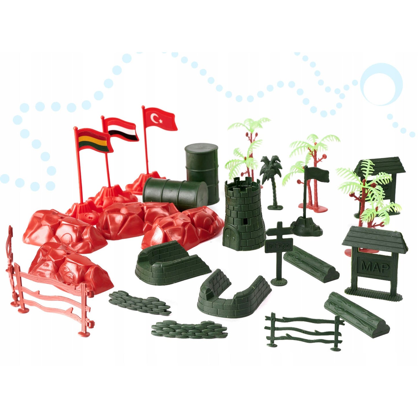Plastikiniai kareivėliai Rinkinys 307 Elementai Figūrėlės Karinė Bazė Armija