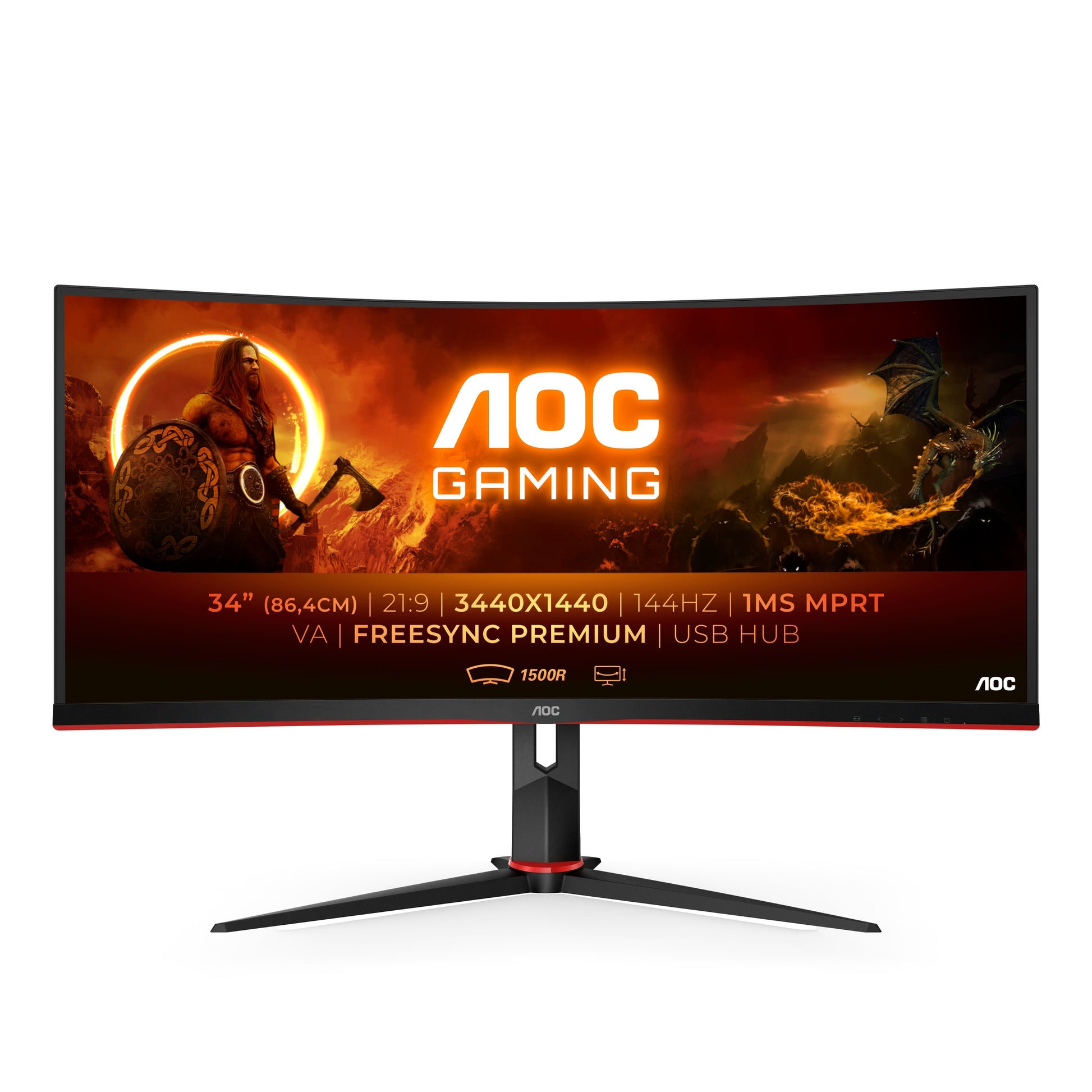 Lenktas monitorius AOC CU34G2X/BK 144Hz 3440x1440 (UWQHD)