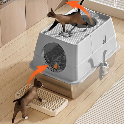 Uždara nerūdijančio plieno kačių tualeto dėžutė Higieniška, atspari kvapams, lengvai valoma