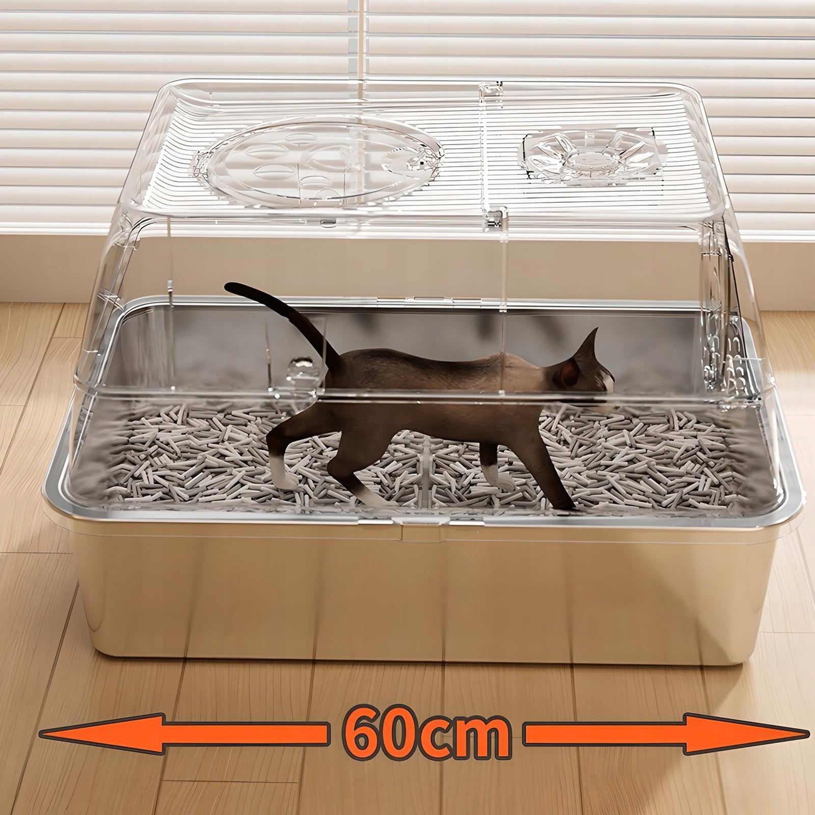 Uždara nerūdijančio plieno kačių tualeto dėžutė Higieniška, atspari kvapams, lengvai valoma