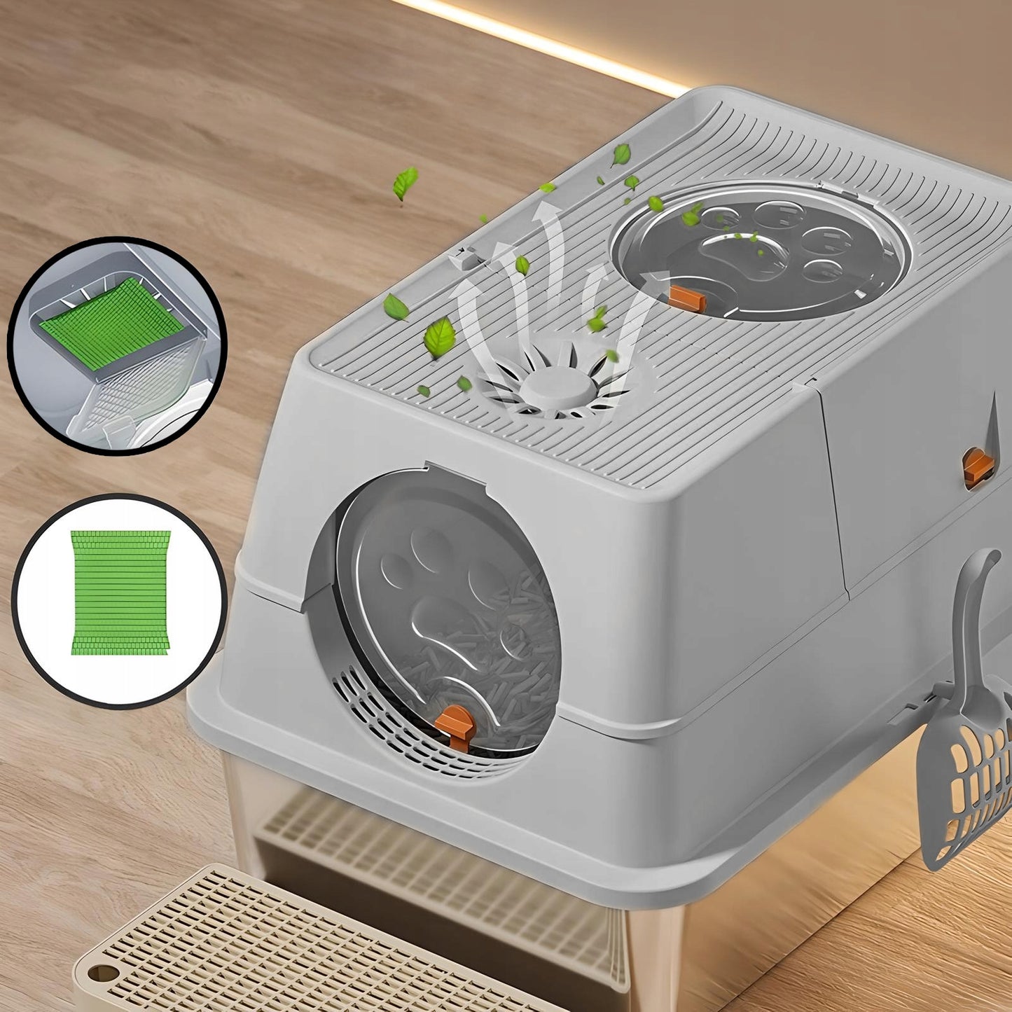 Uždara nerūdijančio plieno kačių tualeto dėžutė Higieniška, atspari kvapams, lengvai valoma