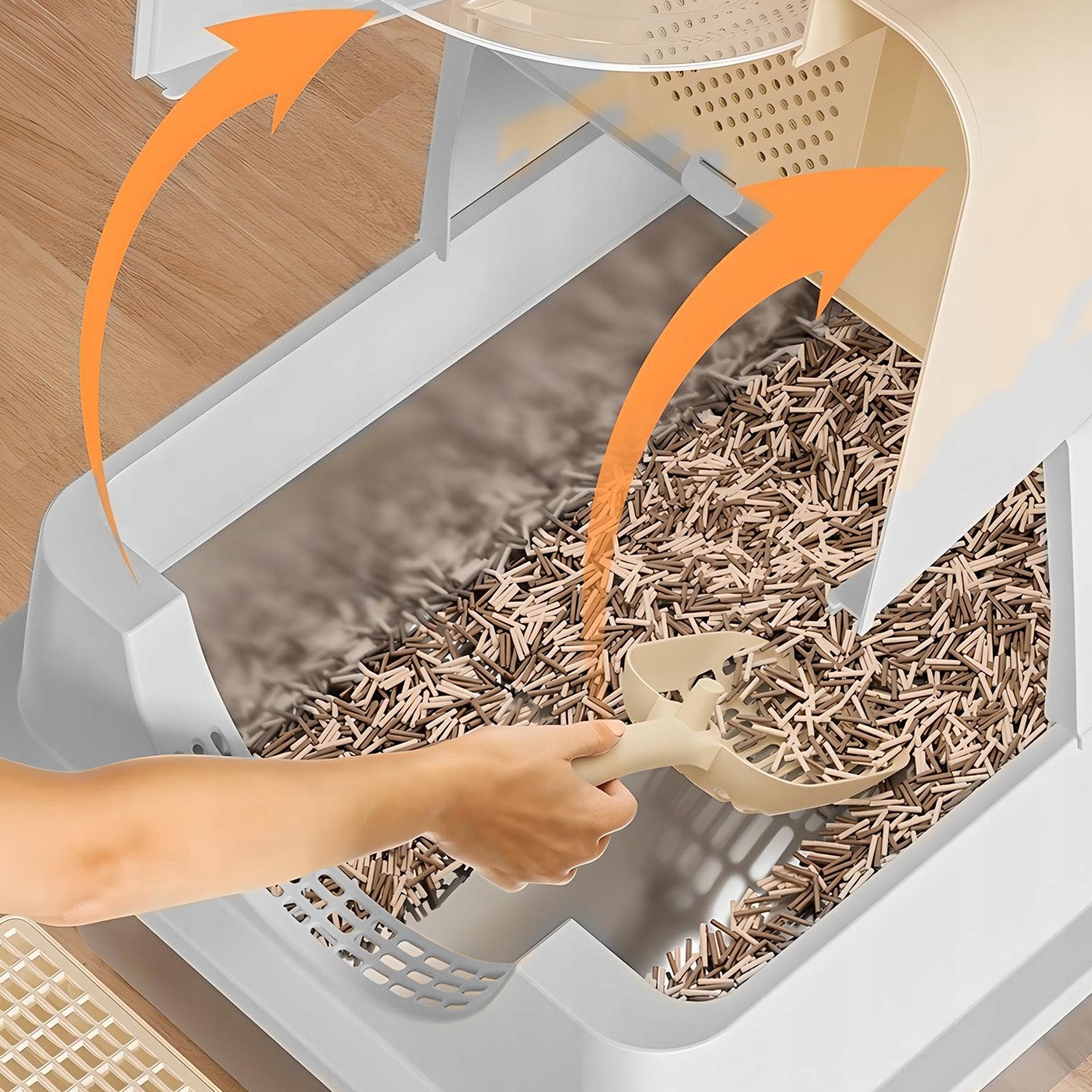 Uždara nerūdijančio plieno kačių tualeto dėžutė Higieniška, atspari kvapams, lengvai valoma