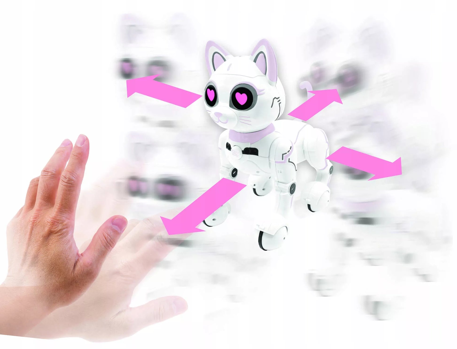 Valdomas nuotoliniu būdu robotas katė, programuojamas, išmanus, su šviesomis ir garsu