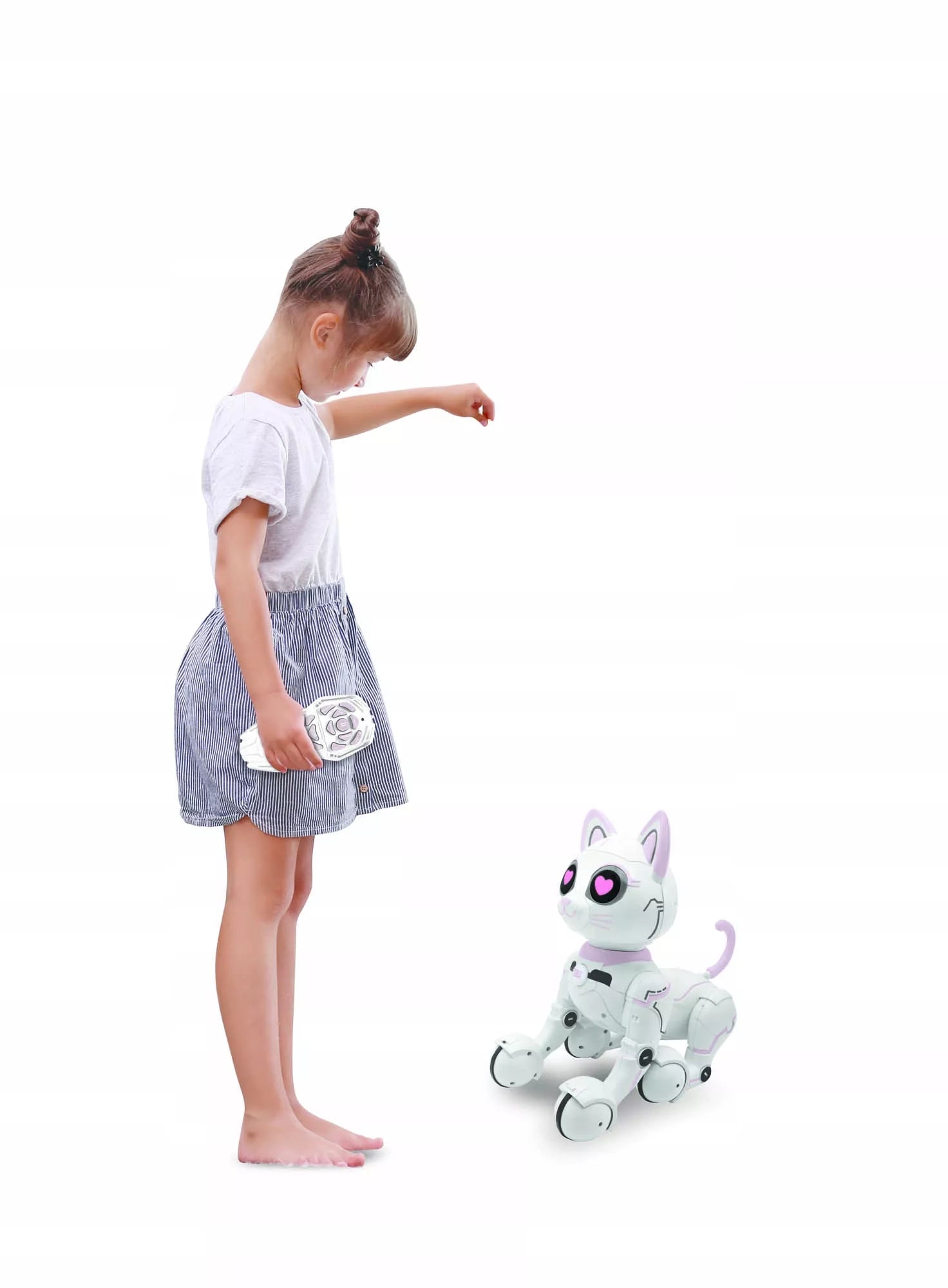 Valdomas nuotoliniu būdu robotas katė, programuojamas, išmanus, su šviesomis ir garsu