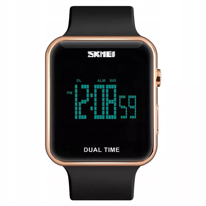 Moteriškas elektroninis sportinis laikrodis SKMEI su data, signalizacija ir apšvietimu