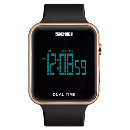 Moteriškas elektroninis sportinis laikrodis SKMEI su data, signalizacija ir apšvietimu