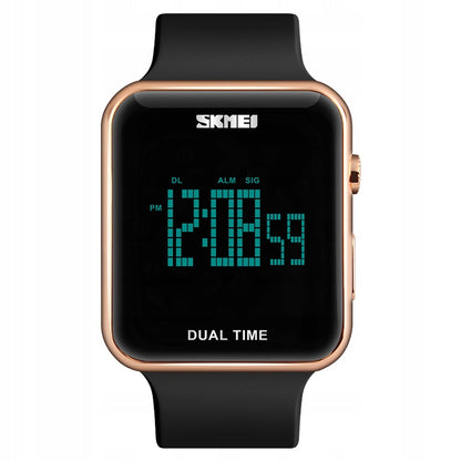 Moteriškas elektroninis sportinis laikrodis SKMEI su data, signalizacija ir apšvietimu