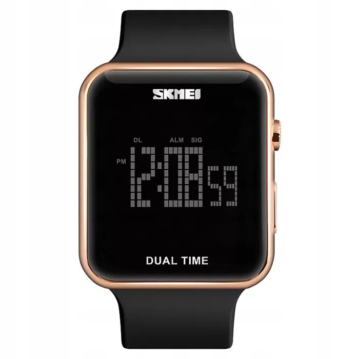 Moteriškas elektroninis sportinis laikrodis SKMEI su data, signalizacija ir apšvietimu