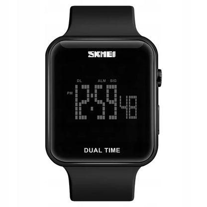 Moteriškas elektroninis sportinis laikrodis SKMEI su data, signalizacija ir apšvietimu