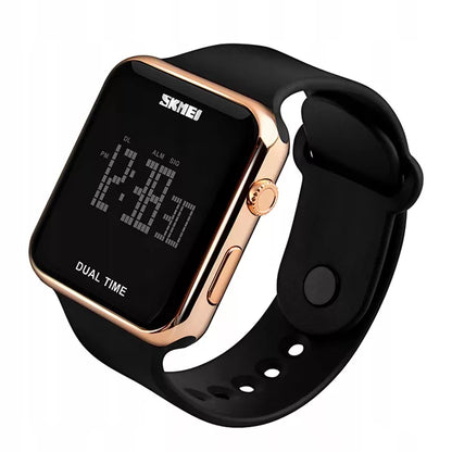 Moteriškas elektroninis sportinis laikrodis SKMEI su data, signalizacija ir apšvietimu