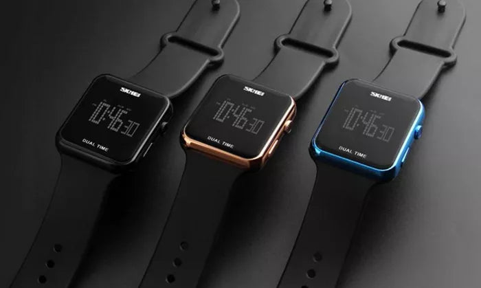 Moteriškas elektroninis sportinis laikrodis SKMEI su data, signalizacija ir apšvietimu