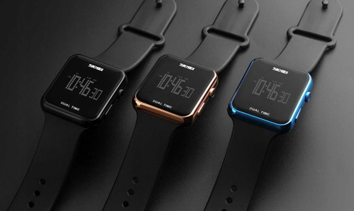 Moteriškas elektroninis sportinis laikrodis SKMEI su data, signalizacija ir apšvietimu