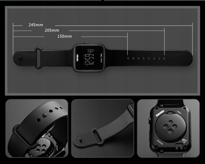 Moteriškas elektroninis sportinis laikrodis SKMEI su data, signalizacija ir apšvietimu