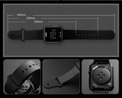 Moteriškas elektroninis sportinis laikrodis SKMEI su data, signalizacija ir apšvietimu