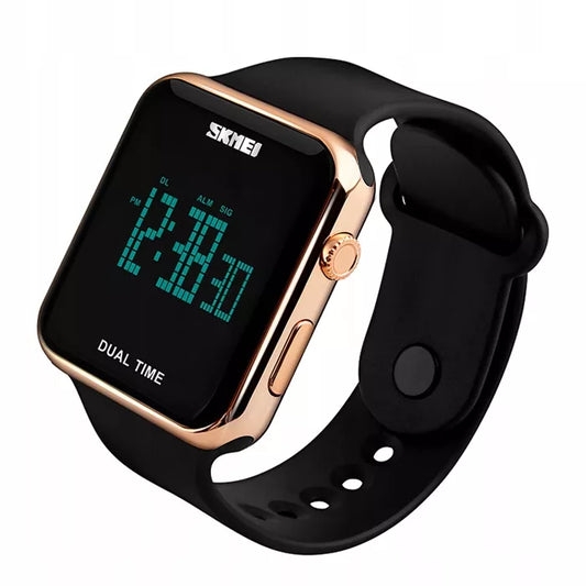 Moteriškas elektroninis sportinis laikrodis SKMEI su data, signalizacija ir apšvietimu