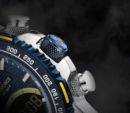 Vyriškas laikrodis NAVIFORCE LUXURY su apšvietimu, plienine apyranke, 4 spalvos