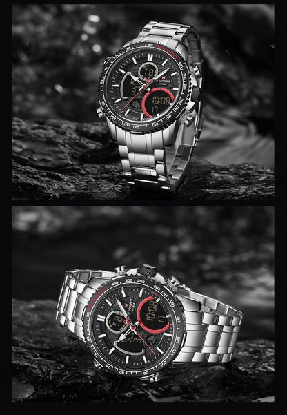 Vyriškas laikrodis NAVIFORCE LUXURY su apšvietimu, plienine apyranke, 4 spalvos