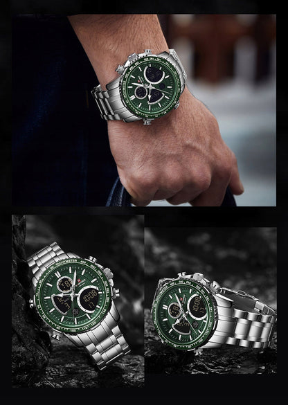 Vyriškas laikrodis NAVIFORCE LUXURY su apšvietimu, plienine apyranke, 4 spalvos