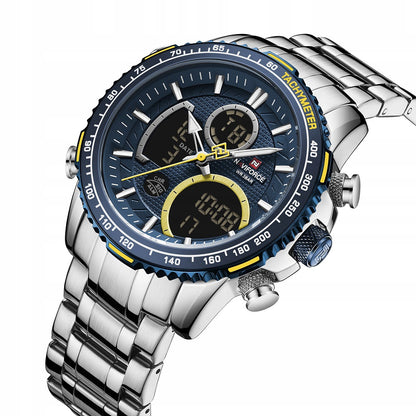 Vyriškas laikrodis NAVIFORCE LUXURY su apšvietimu, plienine apyranke, 4 spalvos