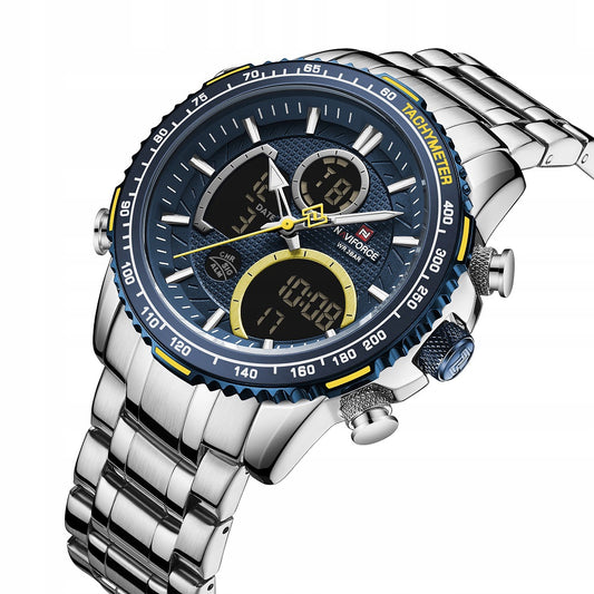 Vyriškas laikrodis NAVIFORCE LUXURY su apšvietimu, plienine apyranke, 4 spalvos