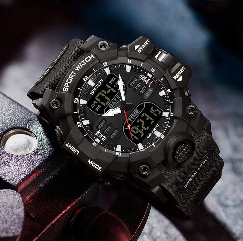 Vyriškas LED laikrodis SANDA – sportinis, karinis, 50 m atsparumas vandeniui