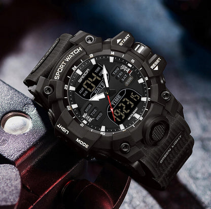 Vyriškas LED laikrodis SANDA – sportinis, karinis, 50 m atsparumas vandeniui