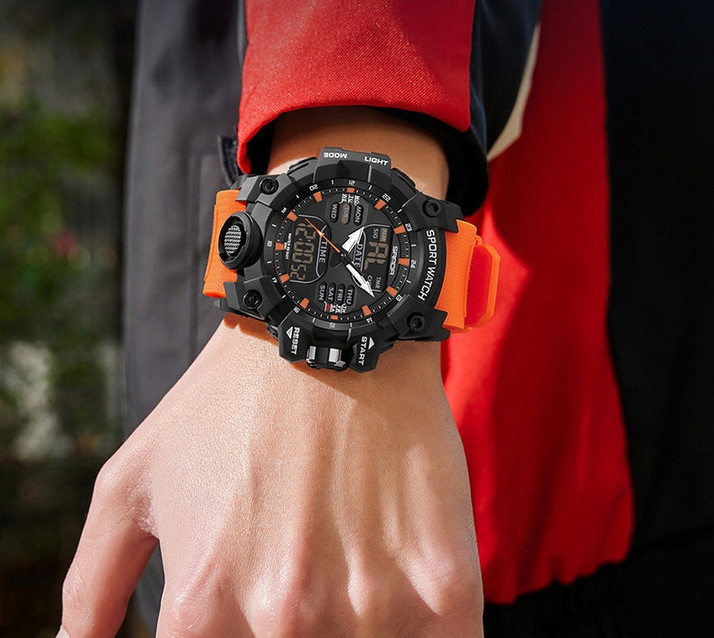 Vyriškas LED laikrodis SANDA – sportinis, karinis, 50 m atsparumas vandeniui