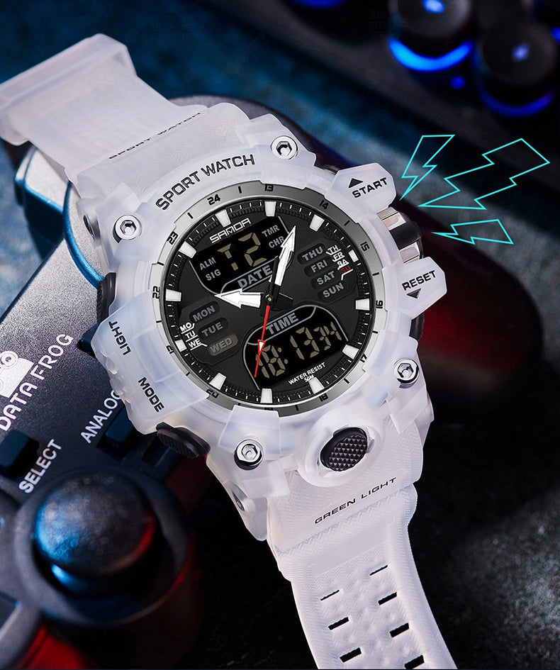 Vyriškas LED laikrodis SANDA – sportinis, karinis, 50 m atsparumas vandeniui