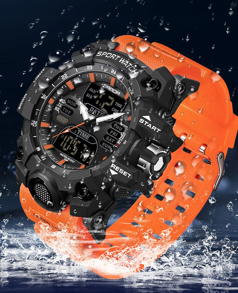 Vyriškas LED laikrodis SANDA – sportinis, karinis, 50 m atsparumas vandeniui