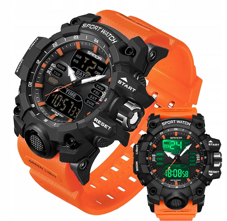 Vyriškas LED laikrodis SANDA – sportinis, karinis, 50 m atsparumas vandeniui